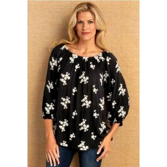 Anthropologie Eri + Ali Floral Peasant Top Size Medium - Picture 1 of 8